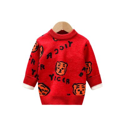 China Boys Cartoon Sweater Winter Children's Breathable Round Neck Pullover Warm Knit Base Sweater for sale