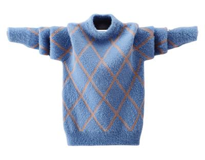 China Anti-wrinkle children's plush thickened tops foreign style children's soft knitted sweater for sale