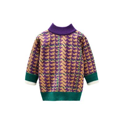 China Long Sleeve Korean Purple Round Plush Sweater Anti-wrinkle Girls' Custom Knitted Neck Sweater for sale