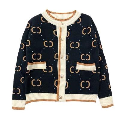 China Korean Girls Anti-wrinkle Plush Coat Knitted Baby Cardigan Sweater Sweater Top Designs For Kids Autumn Winter Clothing Product for sale