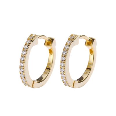 China High Quality Handmade Nick 18k Gold Hoop Earrings Free 925 Sterling Silver Cubic Zirconia Circle Huggie Earrings For Women for sale