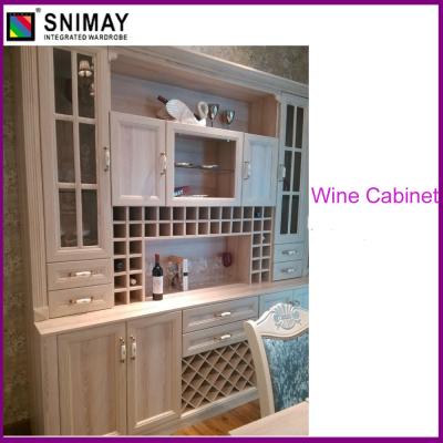 China Ivory Wooden House Furniture Wine Cabinet with Aluminium Frame for sale