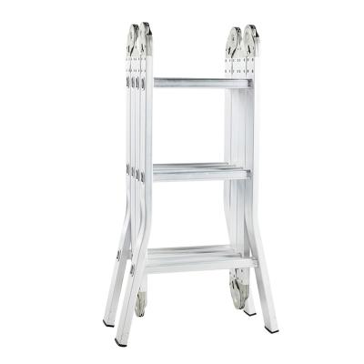 China Folding Ladders 12 Steps 3.45 Meter Combination Aluminum Universal Folding Hinge Valgus Foot Extension Ladder Work Platform Small for sale