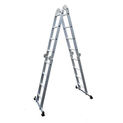 China Folding Ladders 16 Steps 4.6 Meters Aluminum And Combination Steel Universal Work Platform Folding Hinge Extension Tall Ladder With EN131 for sale