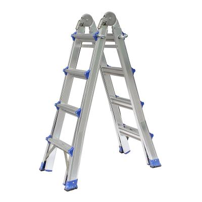 China Folding Ladders 16 Steps 4.20 Meter Combination Aluminum Universal Folding Hinge Valgus Foot Extension Ladder Work Platform Large for sale