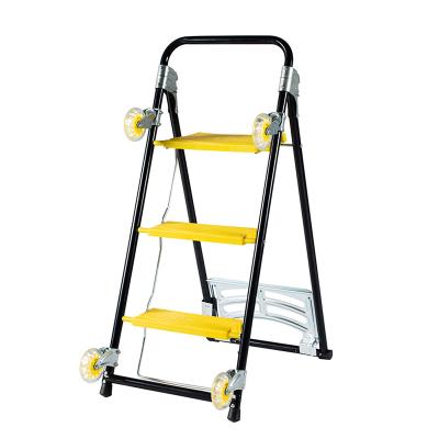 China Stainless Folding Ladders EN 14183 Universal Folding Step Ladder With Wheels for sale