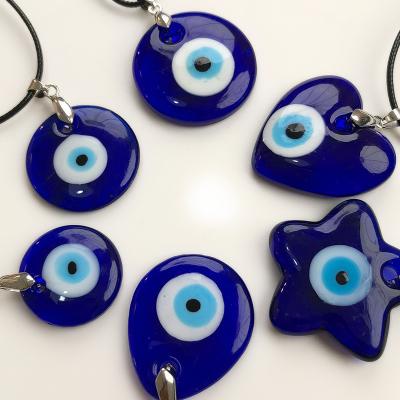 China TRENDY Blue Glass Eye Pendant Leather Rope String Chain Good Luck Protection Jewelry Evil Eye Necklace for Women Men Boys Girls for sale