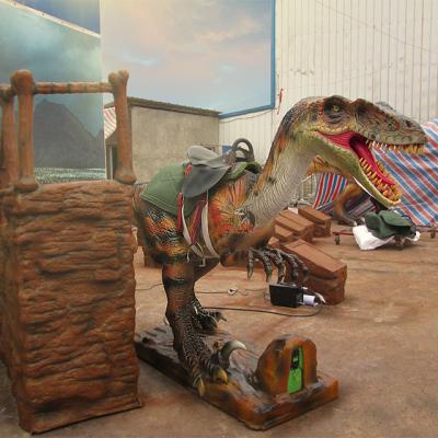 China Dino0050 Outdoor Theme Park Entertainment For Kids Ride Raptor Animatronic Dinosaur for sale