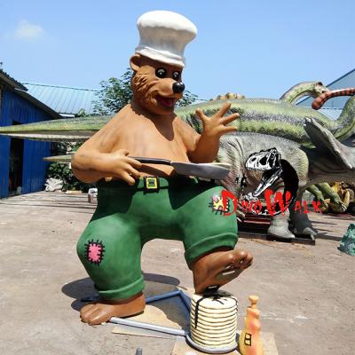 China Exhibits in the exterior & Indoor Product Dino0336 Customized Fiberglass Cartoon Cooking Bear Figure for sale