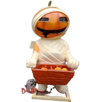 China Europe Fiberglass Cartoon Pumpkin Man Halloween Statue for sale