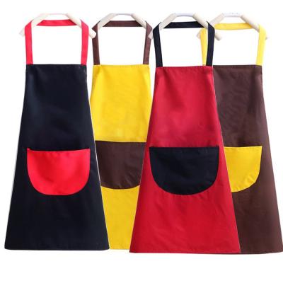 China Eco-friendly custom design apron men and women color printing logo polyester cotton tie up grill apron for sale