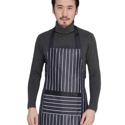 China Amazon Hot Selling Eco-Friendly Cool Aprons Pattern Custom Logo Stripe Polyester-Cotton Waterproof Fashion Cooking Apron Apron for sale