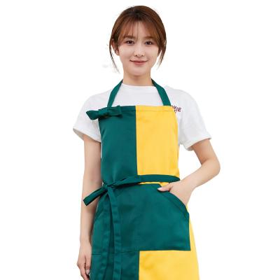 China Amazon Cool Aprons Customized Logo Eyelet Button Twill Eco-Friendly Hot Selling Fabrics Cooking Contrast Color Apron for sale