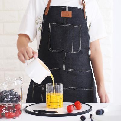 China 2020 Hot Products Eco-friendly Custom Made Cooking Welding Leather Apron Barber Cotton Fabric Denim Garden Kitchen Apron for sale