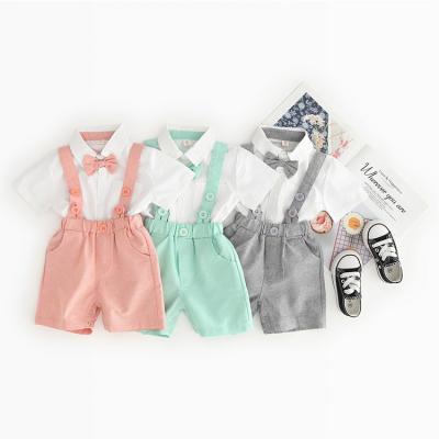 China New Design Casual Summer Colorful Short Sleeves Cotton 2 Piece Set Baby Gentleman Suit Baby Boy Clothes for sale