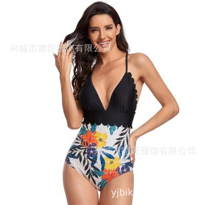 China 2021 Sexy Women's Swimsuit Small Cut Flower Women's Breifs Swimsuit One-Piece Swimsuit Tanning American Swimsuit Bikini for sale