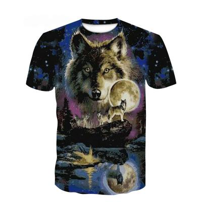 China Wolf 3D Printing T-shirt Men's Cool Funny Animal Anti-Shrink Short Sleeve Summer Tops T-shirt Fashion T-shirt Cotton Male T-shirts for sale