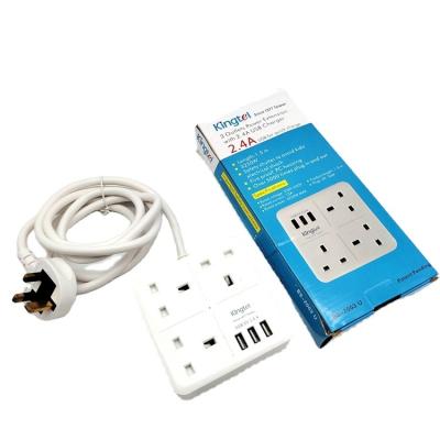 China UK Kingtel Power Extender With 3 Outlets 3 USB Ports Expand And Lightning Protection Power Strip BS-2003U for sale