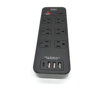 China Kingtel USA Power Extender With 6 Outlet Switch Individual USB PD For Fast Charging Overload Protection Power Strip US-2016PD for sale