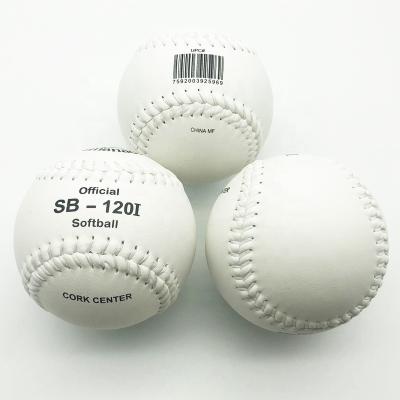 China Leather Top Selling 12 Inch Grade A Game Quality Split Leather Bonded White PK Cork Core Softball Ball for sale