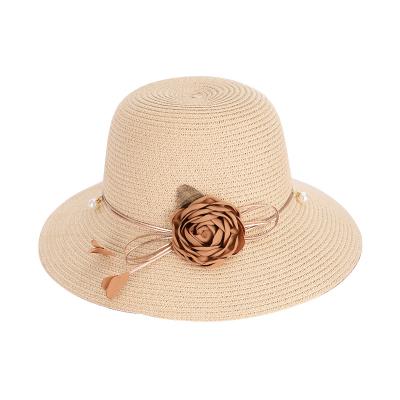 China Fashion\Summer Toques Fashion Beach Sun Visor Flower Ribbon Outdoor Straw Hat Wholesale Women Comfortable\Protective Durable for sale