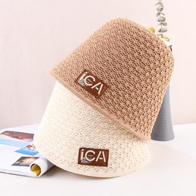 China New Fashion Breathable Wholesale Toques Beach Soft Mesh Knitted Basin Hat Fisherman Bucket Hat Summer Moving Folding Straw Hat for sale