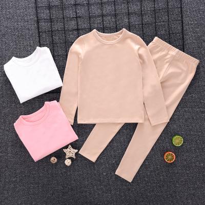 China Autumn/Winter Pure Color Children's QUICK DRY Clothing Set 100%Cotton Baby Kids Pajamas Kids Sleepwear for sale