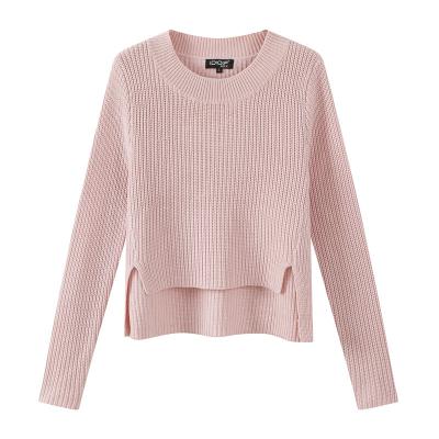 China Casual Style Anti-Pilling Irregular Edge Pink Wool Sweater Women Long Sleeve for sale