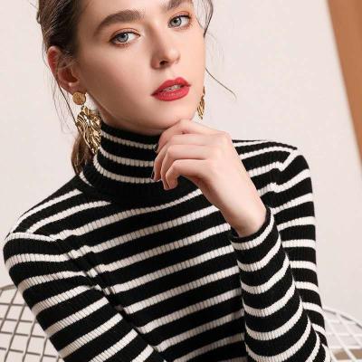 China Striped Slim Fit Cashmere Anti-Pilling Long Sleeved Cashmere Sweater Women for sale