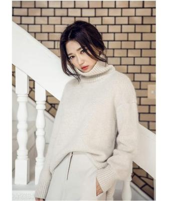 China Solid Color Cashmere Anti-pilling Turtle Neck Thick Sweater Women for sale