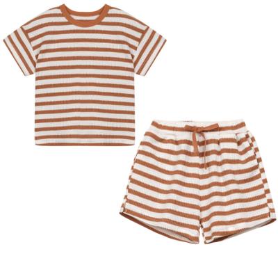 China SS22 OEM Anti-Shrink Wholesale Toddler Kids Summer Short Winter Waffle Sleeve Unisex Baby Dress Sets for sale