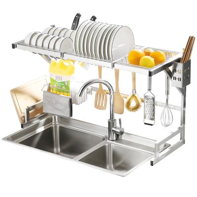 China Viable DIY Stainless Steel Dish Rack Drain Basket Sink Organizer Kitchen Accessories Fruit Baskets Dish Rack Organization Drying Rack for sale