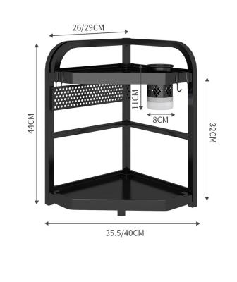 China Seasoning Rack Mesa Corner Storage Rack Wall Tripod Stand Shelving Corner Kitchen Kitchen Hanging Without Storage Punch Shelf for sale