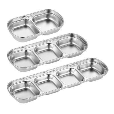 China Stainless Steel Plate BBQ Side Dish Vinegar Oil Dish Viable Seasoning Multigrill Japanese Salad Dressing Dish for sale