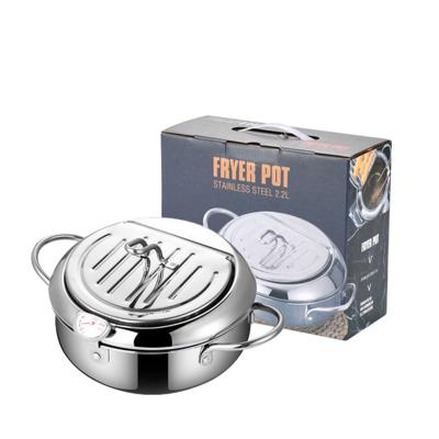 China Sustainable Deep Fryer Pot With Thermometer And Frying Pot With Oil Drain Shelf Frying Pan Fryer for sale