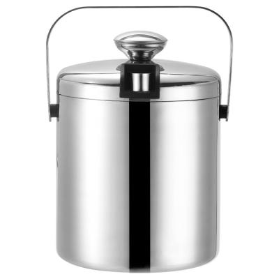 China Sustainable Double-Wall Stainless Steel Insulated Beer Or Wine Cooling Ice Bucket With Lid Tong Handle for sale