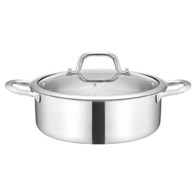 China Sustainable Gas Cooker Induction Hotpot Pot Stainless Steel Pot Cookware Compatible Soup Cooking Pot Twin Split for sale