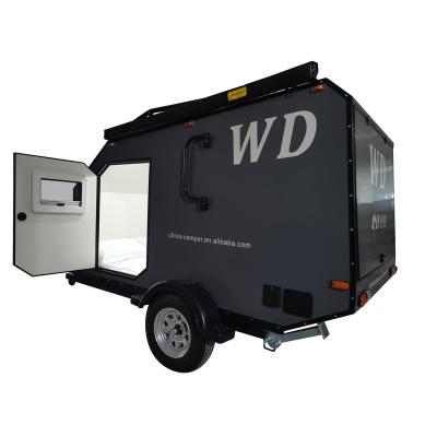 China ORIGINAL WD-02 4x4 Camp Trailer Mini Teardrop Caravan Travel Camper Trailer With Integrated Fly Over Off Road Camping Trailer for sale