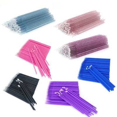 China Wholesale 50 Pcs Eyelash Extension Tools Oral Disposable Microbrush Eye Brush Glitter Adhesive Cotton Swab Cotton Swab Stick Extension Dental Micro Wick for sale