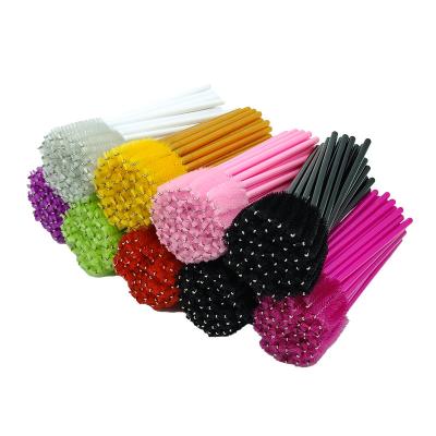 China Bendable Colorful Nylon Eyelash Extension Supplier Grip Solid Makeup Eyelash Sweep Lash Applicator Wand Mascara Disposable Extension Spoolie Eye for sale