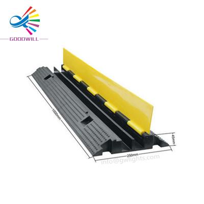 China Yellow Black Exhibition Hall Or Events Place Protector Ramp 2 Channel Rubber Cable Electrical Wires Hood Guard Warehouse for sale