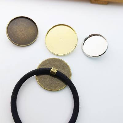 China Popular manufacturers wholesale custom elastic band accessories round tray can be set with 20-25MM round gems with hairpin head rope for sale