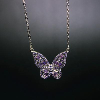 China FASHIONABLE Sweet Butterfly Necklace Women Pendants Chain Bow Zircon Women Accessories for sale