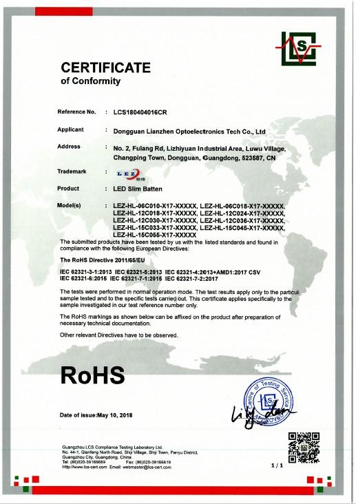 RoHS - Dongguan Lianzhen Optoelectronics Tech Co., Ltd.