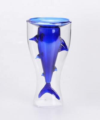 China Double Wall Borosilicate Mug Glass Shark Drinking Glass 2021 Customs New Modern Design for sale