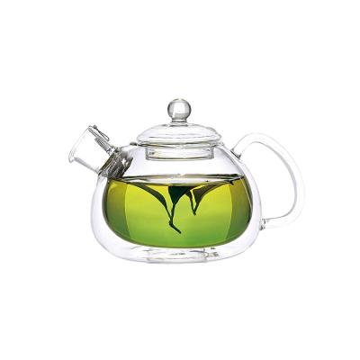 China Sustainable Double Wall Glass Teapot Manufacturer 700ml Thermal Glass Teapot for sale