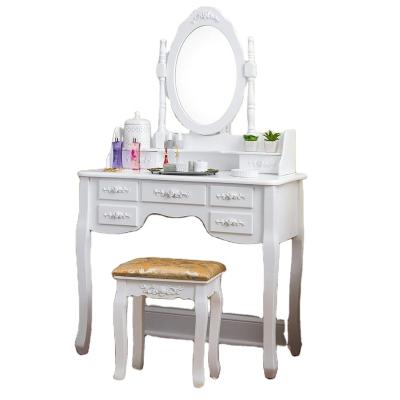 China Foldable Dressing Table With Mirrored Dresser And Dressing Table Step Stool for sale