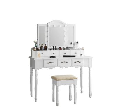 China Nordic modern foldable dressing table fashion bedroom makeup table with drawers and mirror for sale