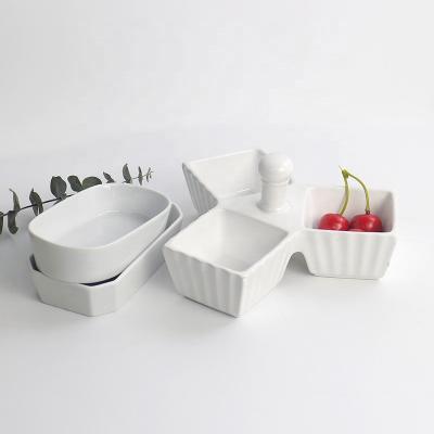 China Viable Custom White Ceramic Serving Dish Set Sugar Snack Dish Porcelain Dish Flavor Jar for sale