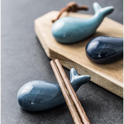 China Minimalist Creative Cute Whale Chopstick Holder Ceramic Tableware Accessories For Amazon for sale